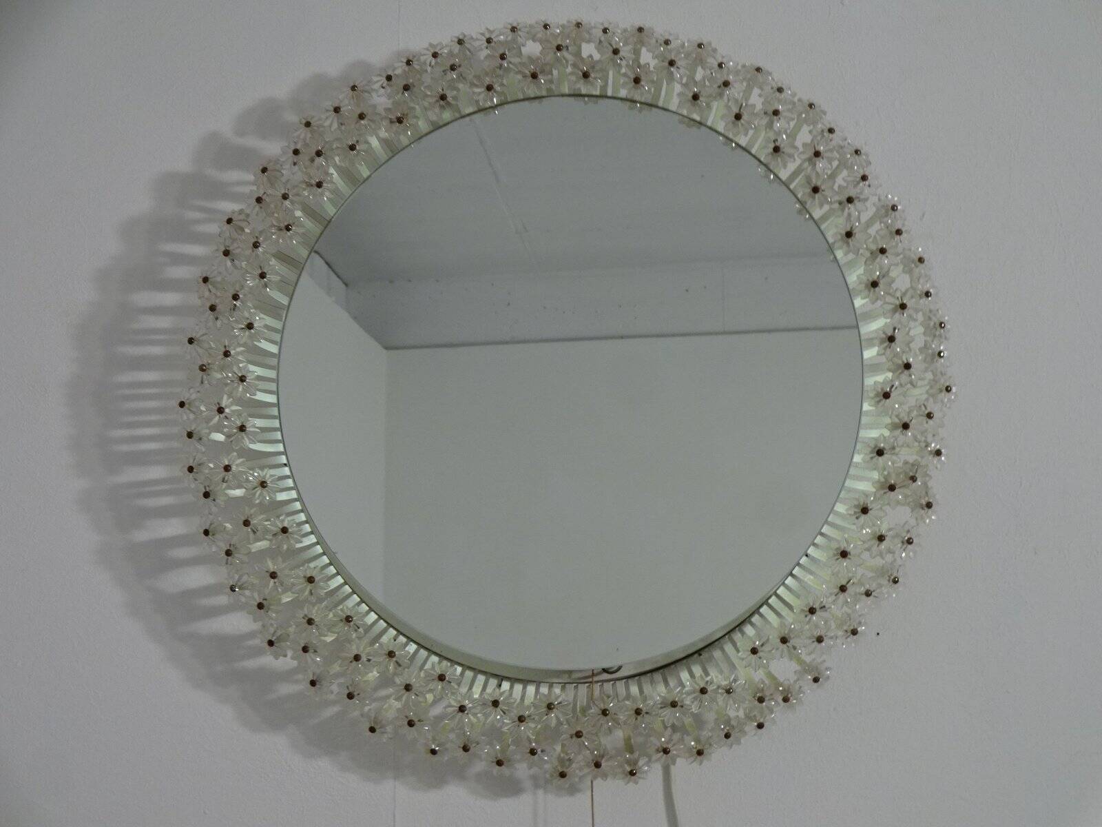 Austrian Illuminated Flower Mirror, 1960s