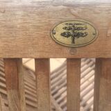 2 old teak chairs. Brand plate.