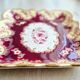 Antique Longwy enamel dish, "Plaisance" model, red and gold