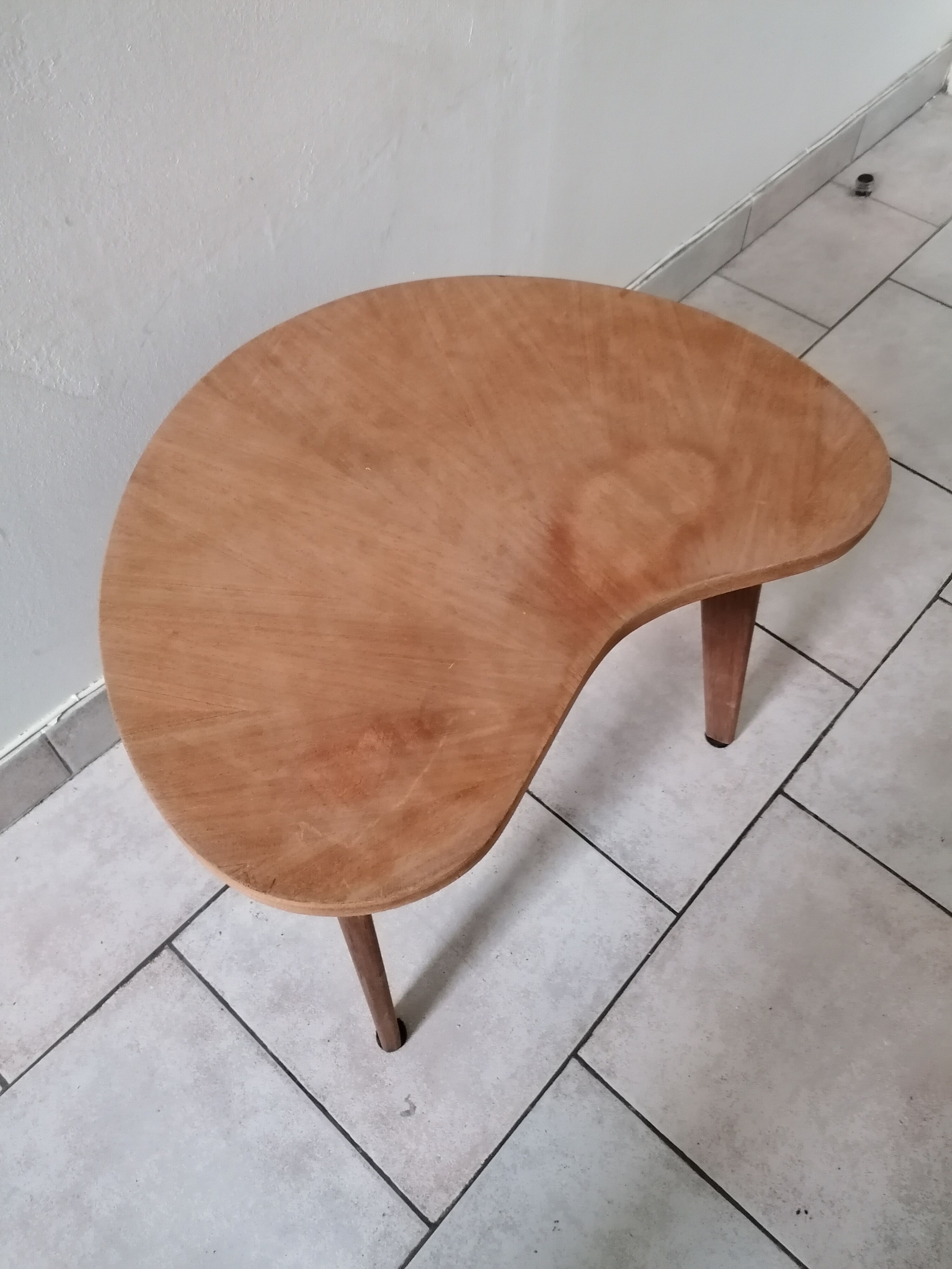 Coffee table bean tripod feet compas Scandinavian vintage design 50 60 s