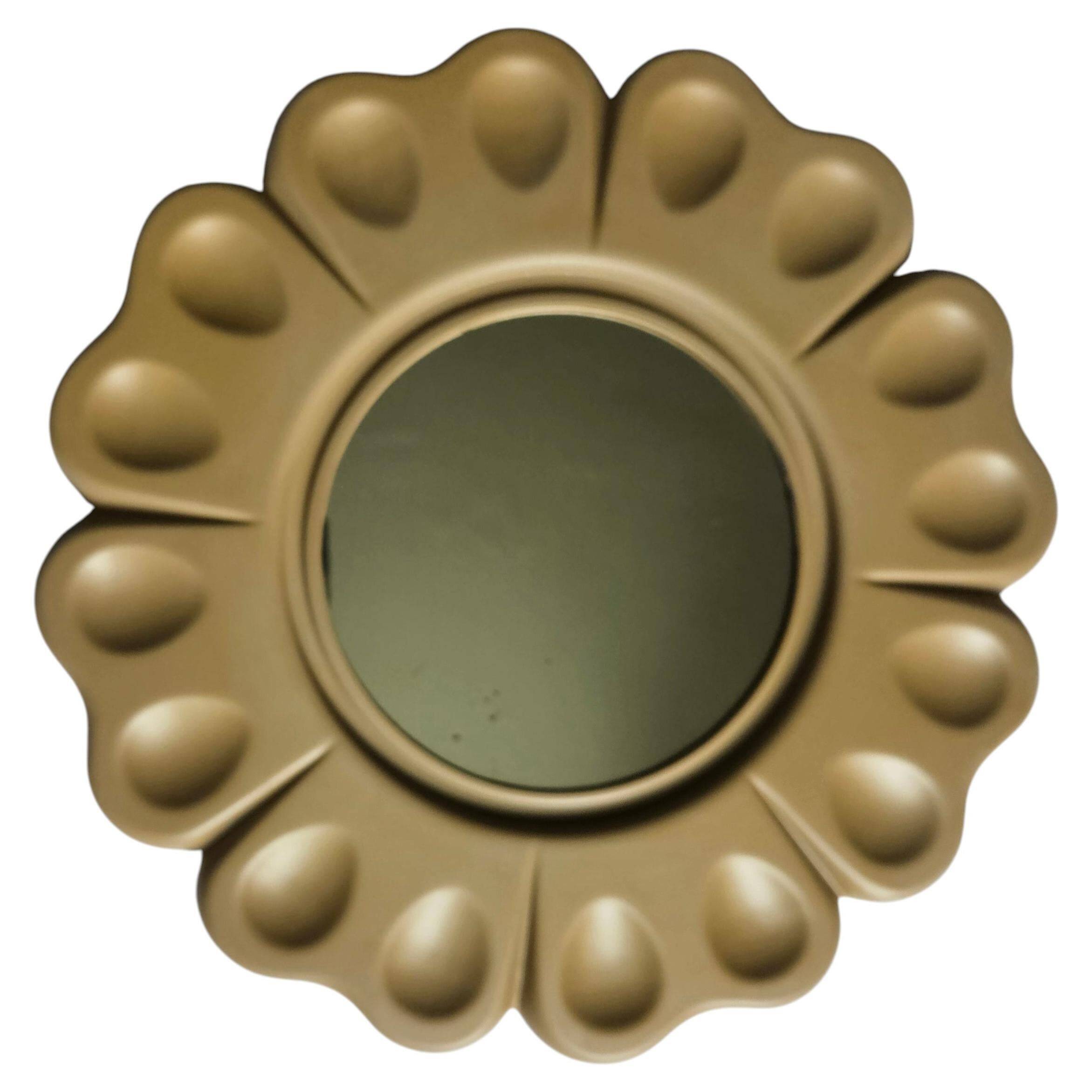 Rare Midcentury Flower Wall Mirror, Italy, 1970s