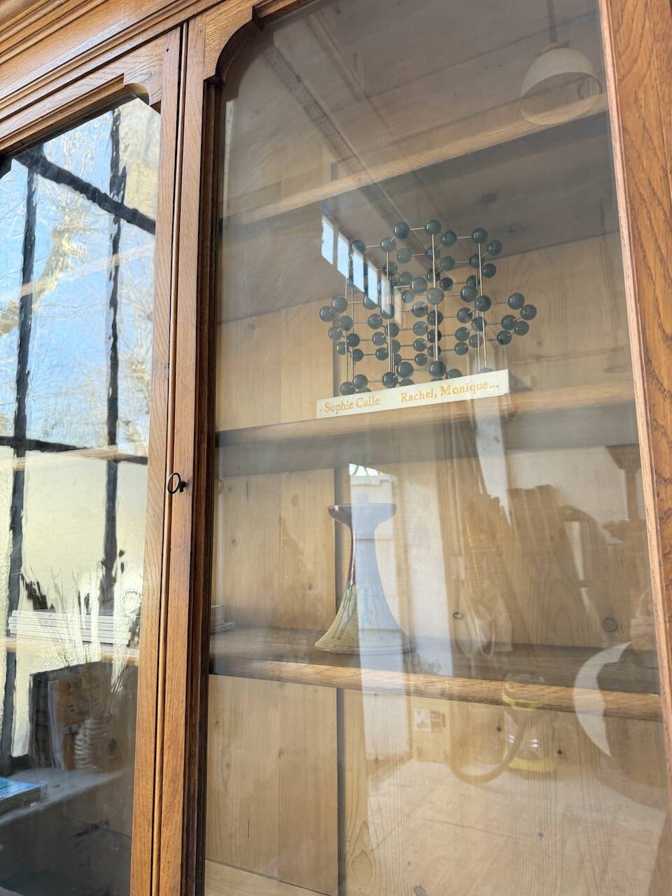 Antique XL Napoleonic oak glass bookcase, 19th century