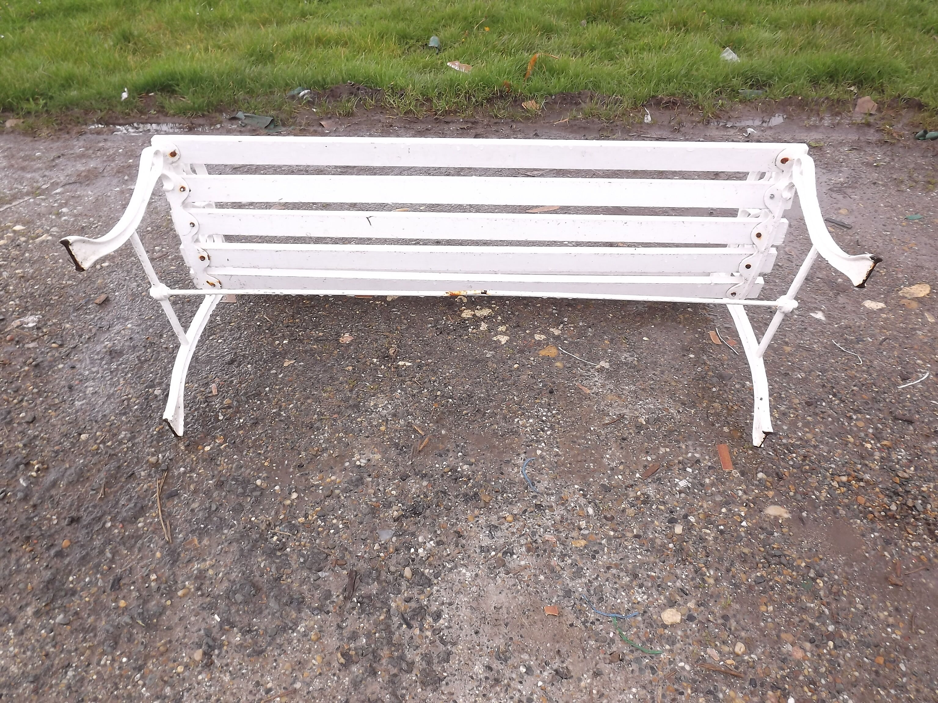 1960s cast iron and wood bench