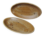 2 oval vintage stoneware/ceramic dishes from Salins, 1960s.