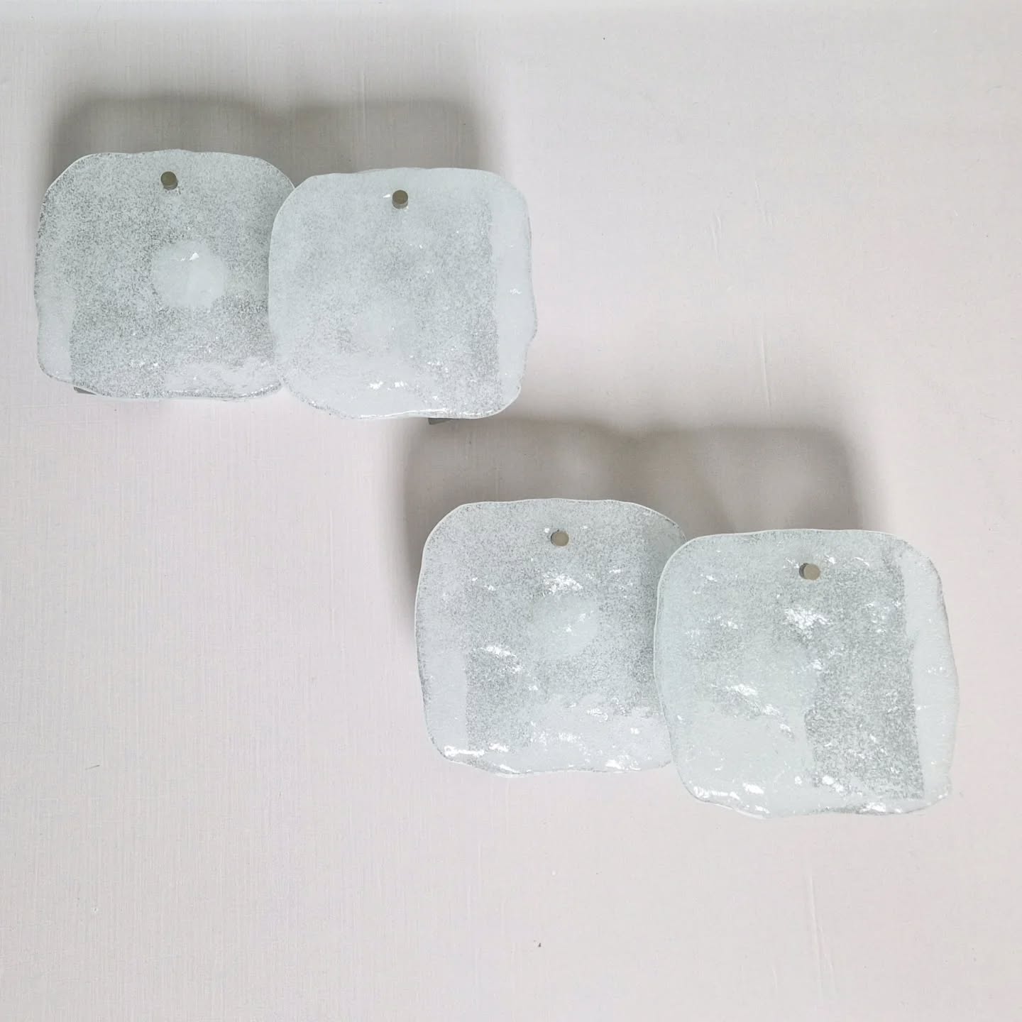 Pair of frosted glass wall sconces, Kalmar Francken, 1970