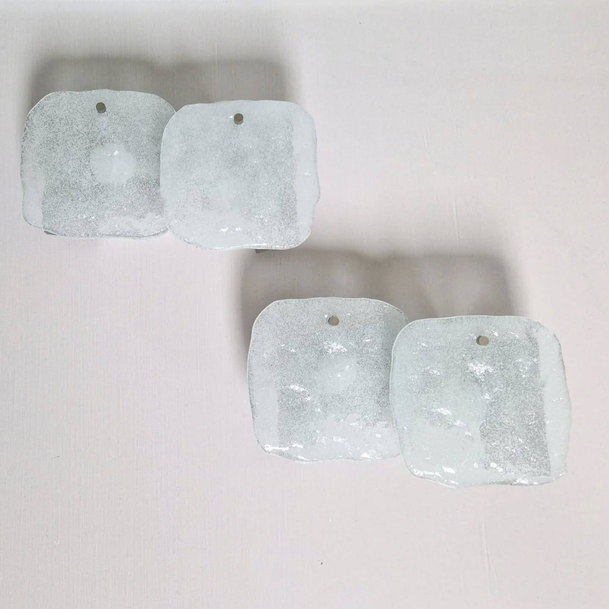 Pair of frosted glass wall sconces, Kalmar Francken, 1970