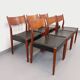 Set of 6 vintage Scandinavian Fristho Franeker chairs in teak and skai from the 60s