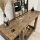 Établi en bois industriel vintage, meuble de métier