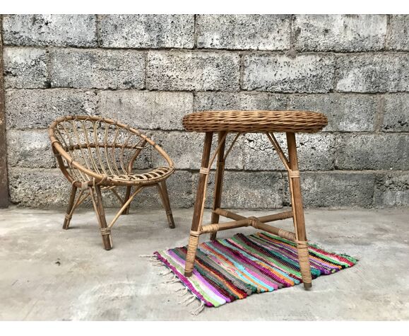 Guerdon Vintage Children S Coffee Table In Rattan Wit Old Wicker Bohemian 1950 Selency Old Rattan Wicker Bohemian 1950 Selency, Children’s Patio Furniture