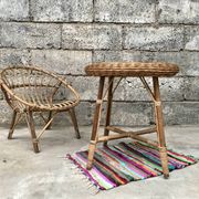 Guerdon vintage children's coffee table in rattan wit old rattan wicker bohemian 1950
