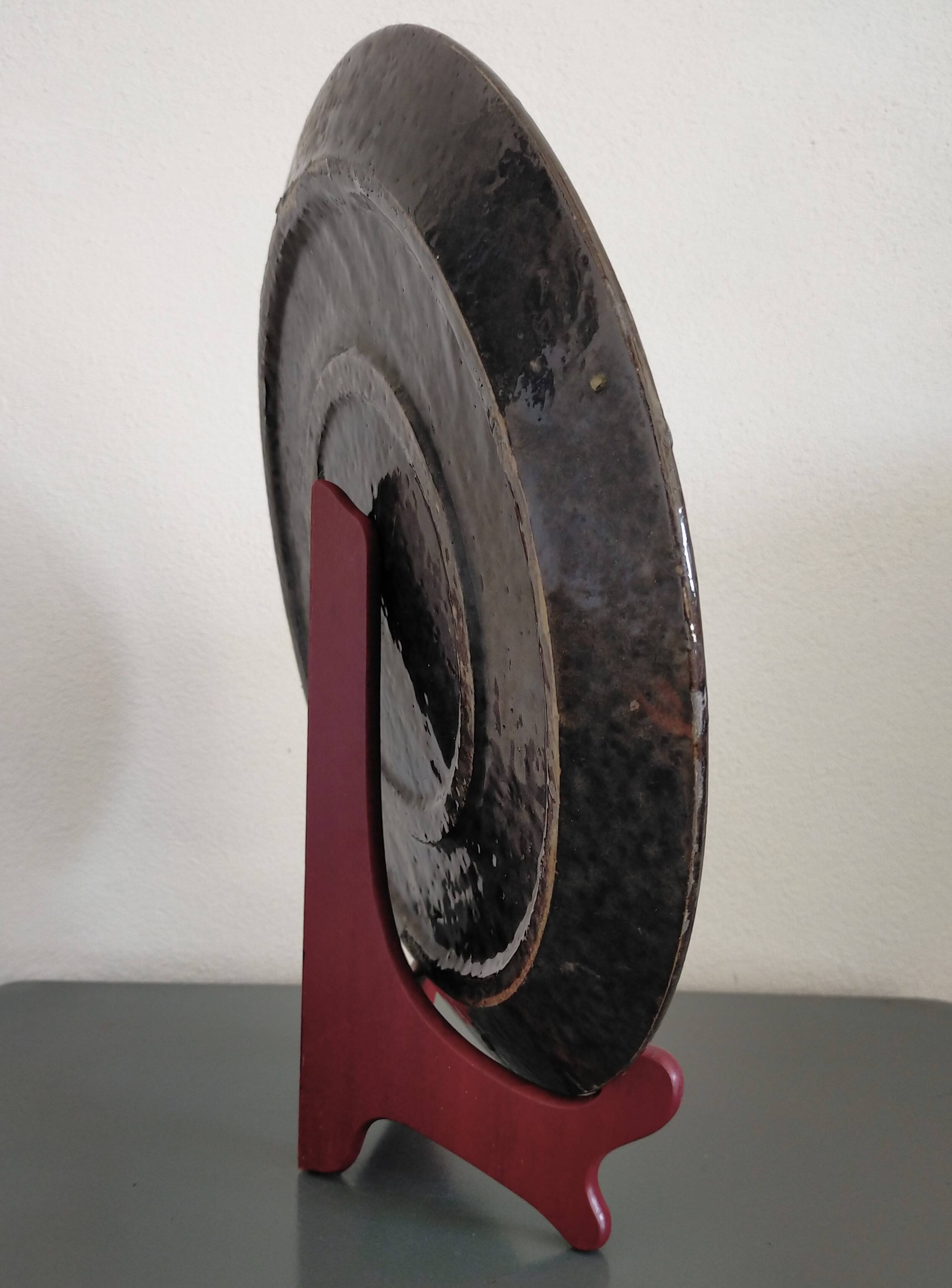 Vintage plate from Dauphiné in glazed terracotta with squirrels.