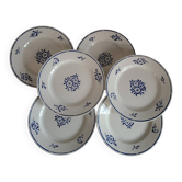 6 Flat Plates in earthenware Moulin des Loups & Hamage model Lucien