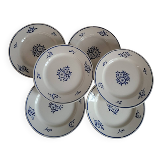 6 Flat Plates in earthenware Moulin des Loups & Hamage model Lucien