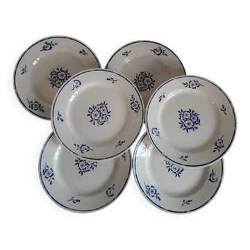 6 Flat Plates in earthenware Moulin des Loups & Hamage model Lucien