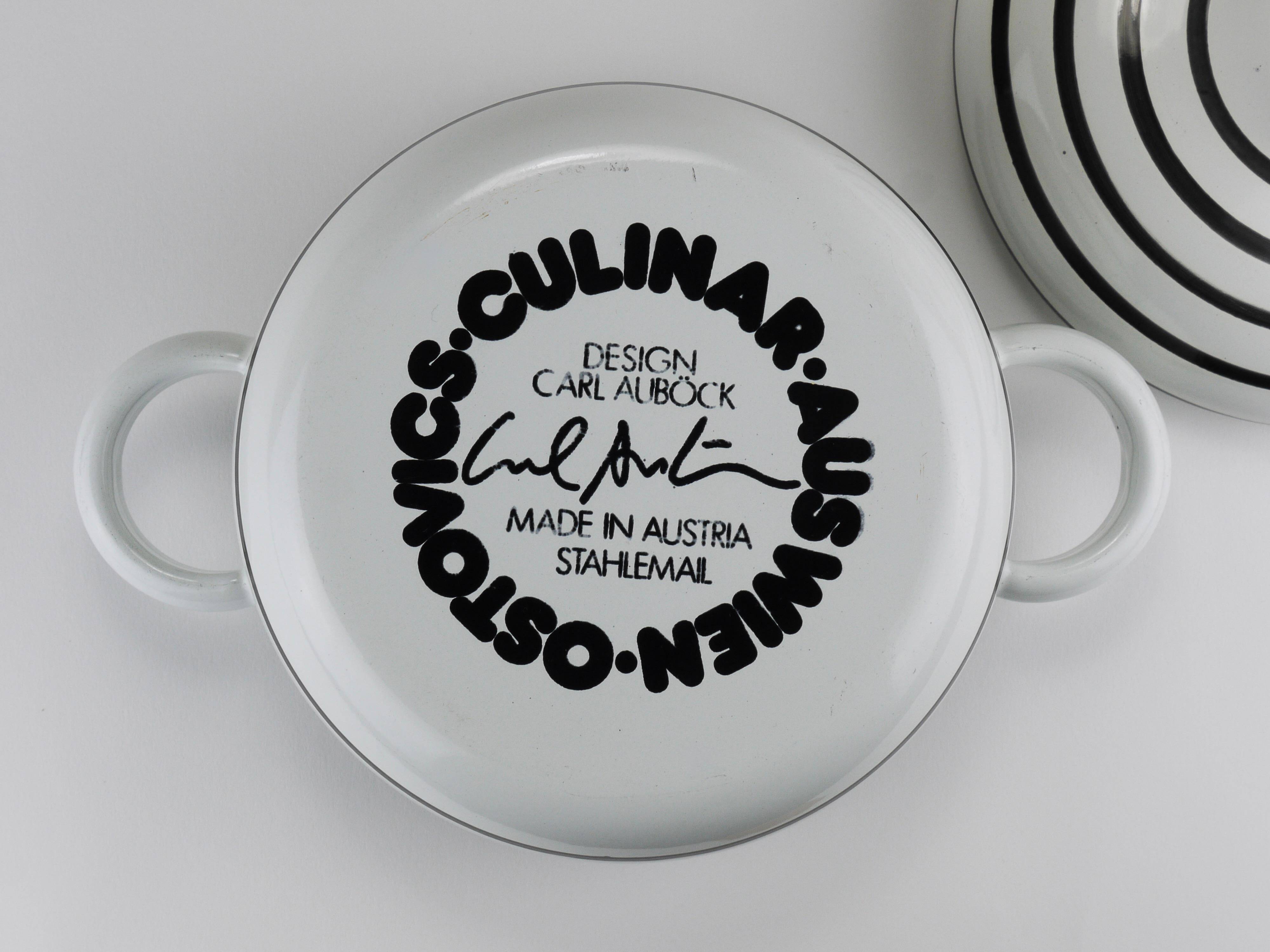 Enamelled pot carl aubock iii "culinar" with lid, ostovics vienna, austria, 1970s
