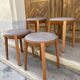 Set of 4 stools in beech and gray Skai 1980