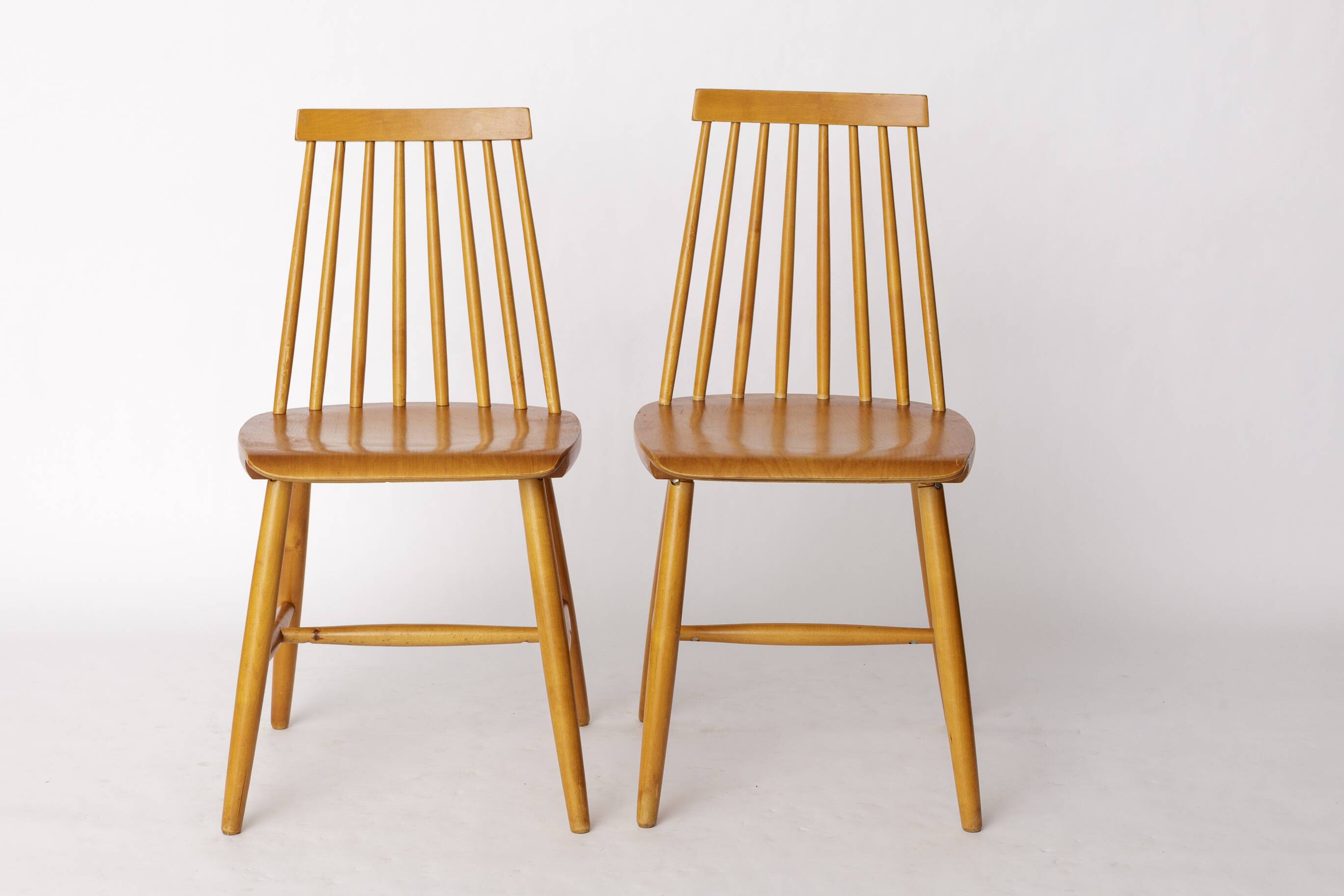 Pair Yngve Ekström "Pinocchio" Dining Chairs – Swedish Beechwood, 1960s