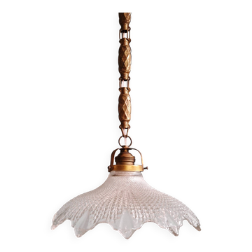 Art Deco pendant light in fluted transparent glass, 1920s-30s.