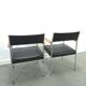 Chaises DDR avec base chromée et revêtement noir, chaises de salle à manger