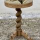 19th-century stool with twisted oak legs and embroidery.