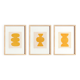 Set de 3 peintures abstraites jaune signée Eawy