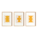 Set de 3 peintures abstraites jaune signée Eawy