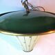 Green sheet metal and globe glass hanging lamp