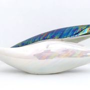 Vintage White and Iridescent Ceramic Bowl or Centerpiece N 6768 by Lusso