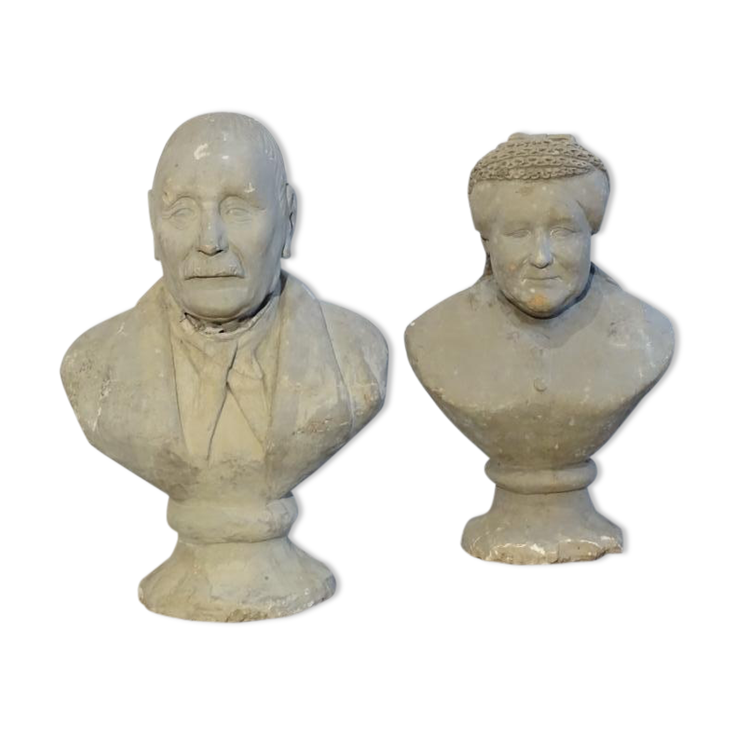 Pair of busts popular art nineteenth earthen terracotta