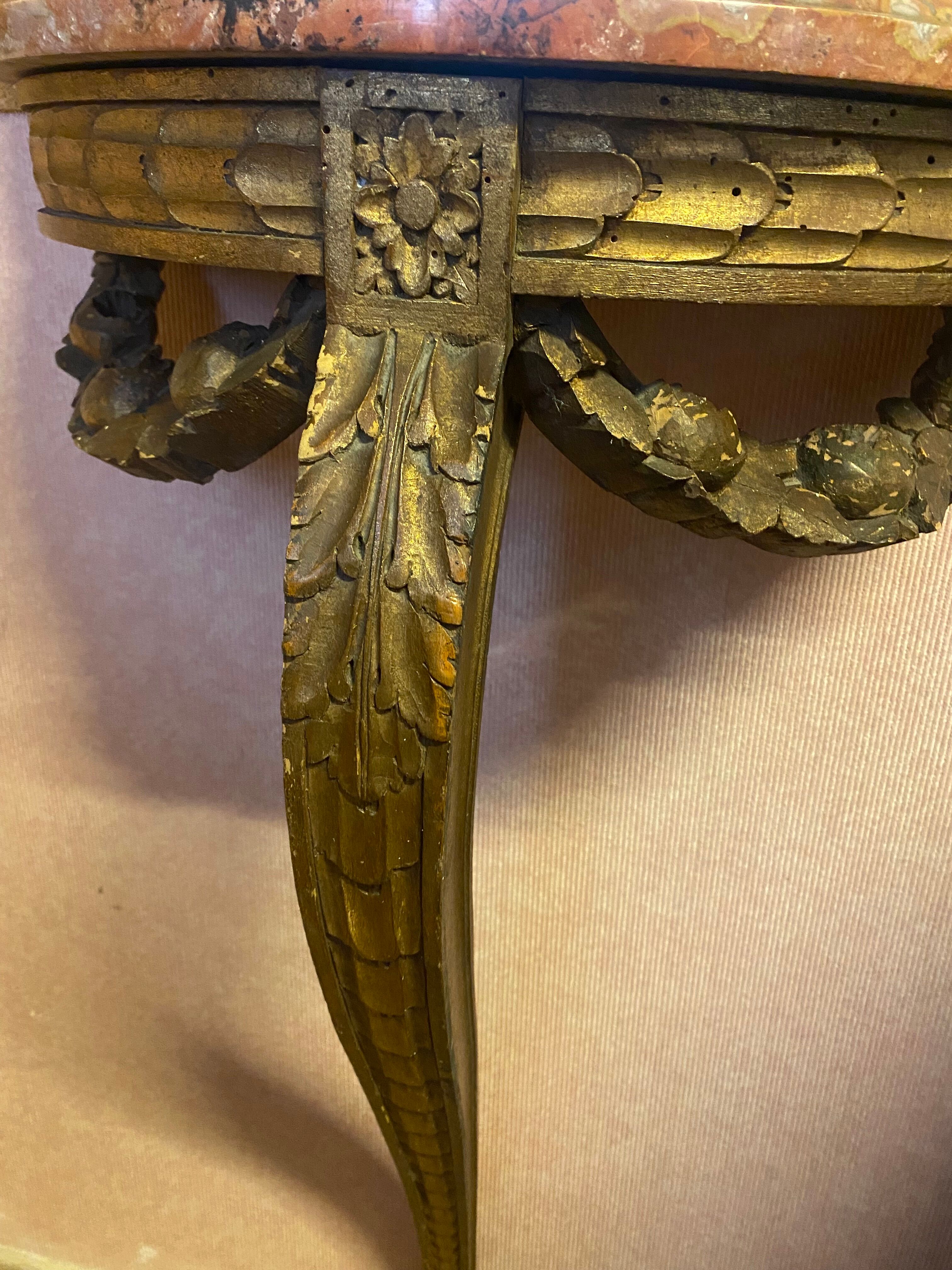 Console and trumeau, Louis XVI style in gilded wood