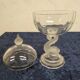 Bonbonnière ancienne en cristal et verre dépoli pied formant un poisson