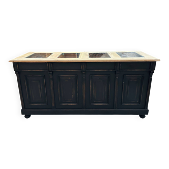 Comptoir vitrine patiné