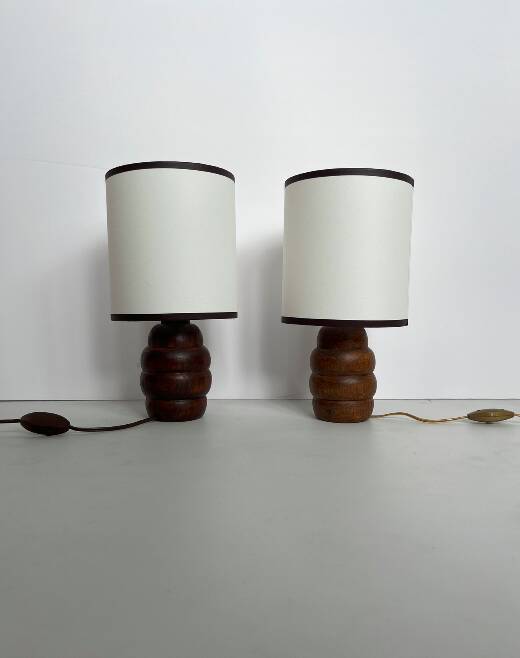 Lampe de chevet à poser en bois tourné