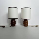 Lampe de chevet à poser en bois tourné