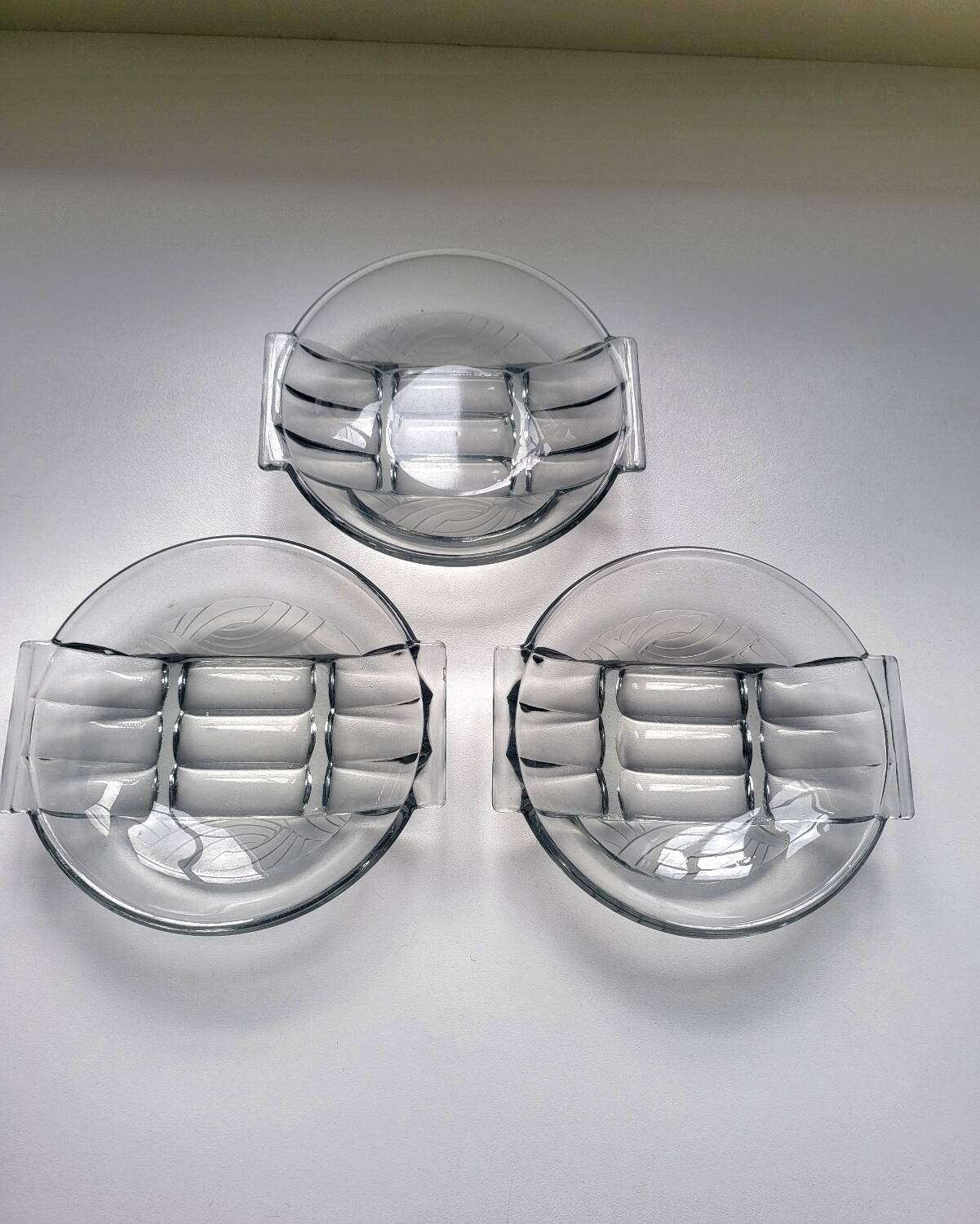 3 Coupelles en verre art déco