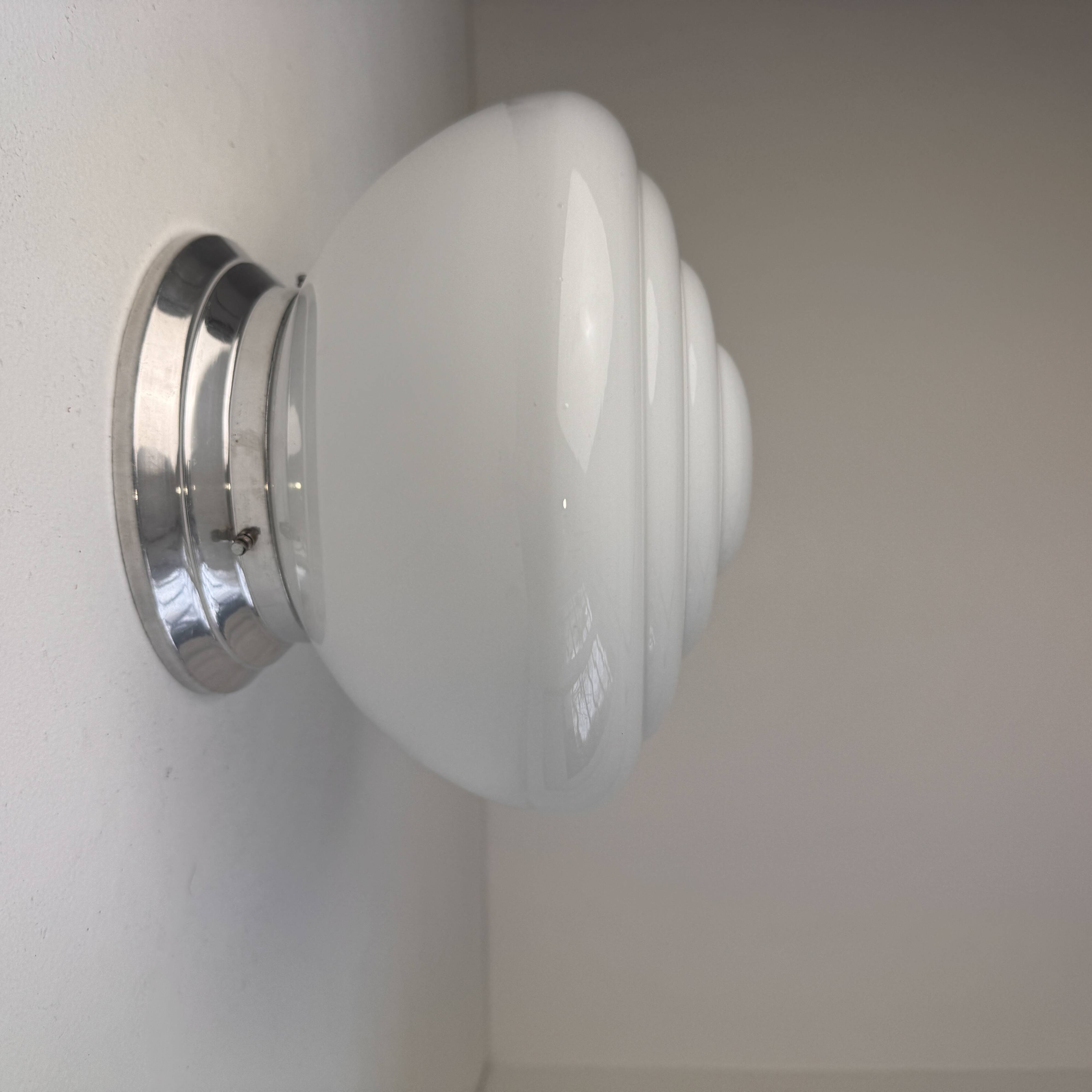 Antique applique or ceiling light in opaline art deco