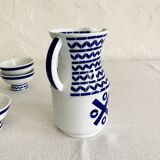 Set of six Sargadelos porcelain wine glasses and pitcher