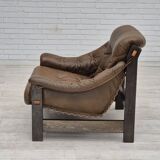 1970s, Scandinavian design, chair in safari style, original condition, leather.