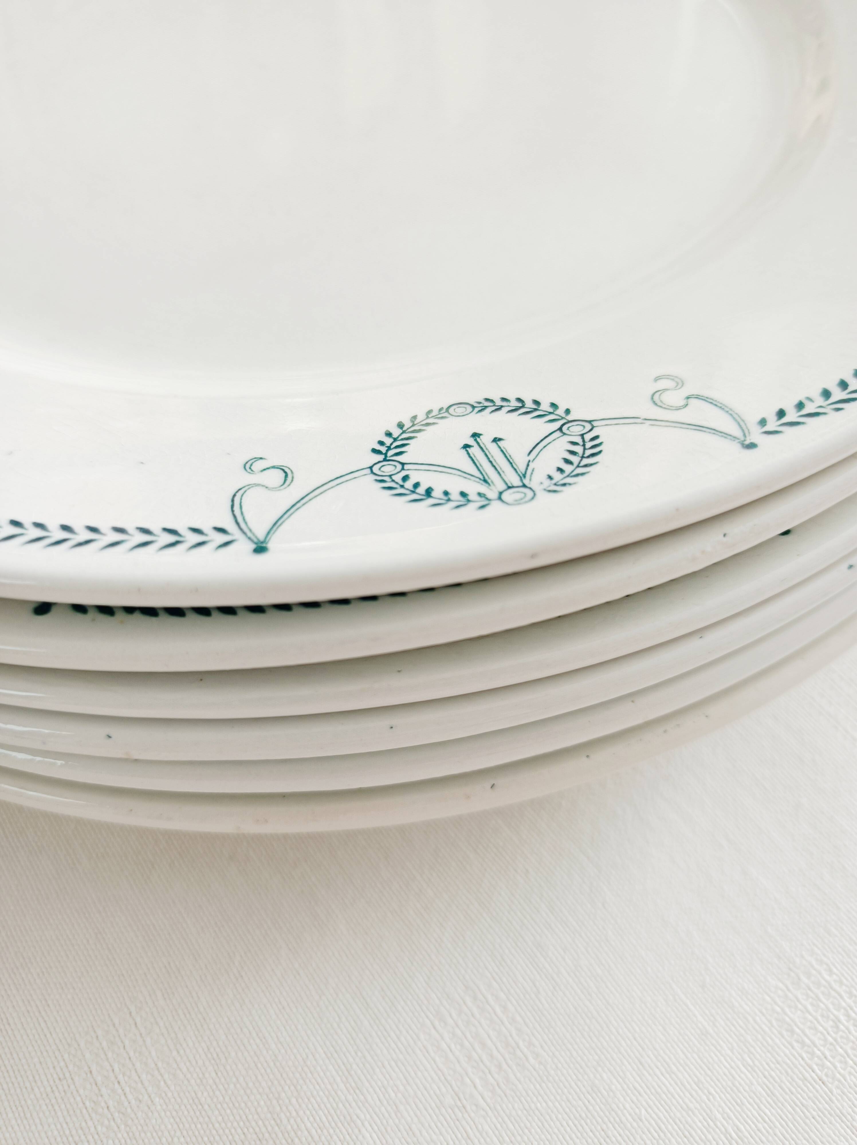 Set of 6 flat plates, ironstone, Petrus Regout, Empire.