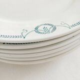 Set of 6 flat plates, ironstone, Petrus Regout, Empire.