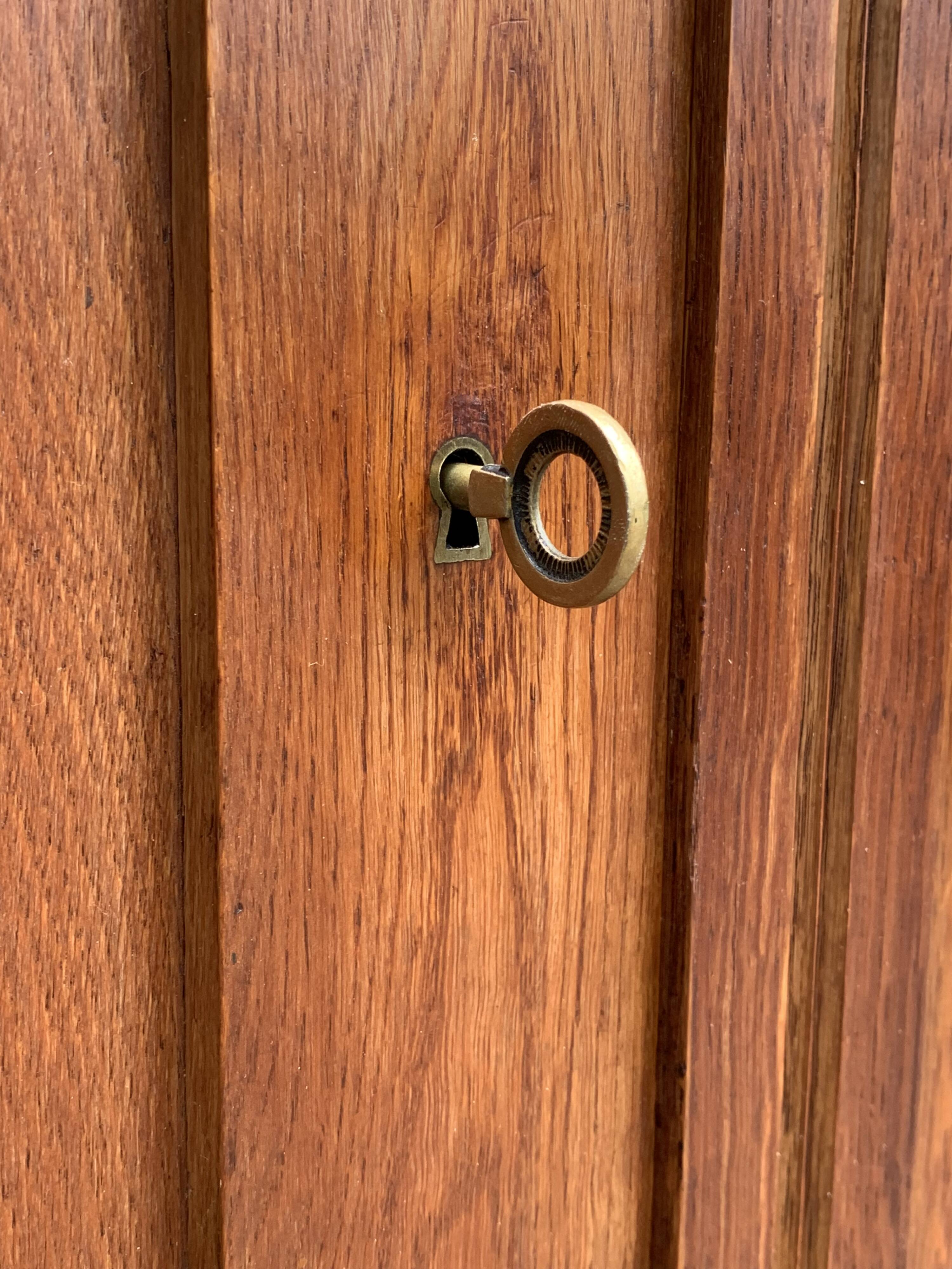 Vintage solid oak cross-braced wardrobe 1940
