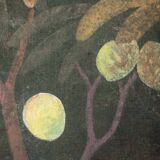Painted canvas depicting animals on an exotic background. Contemporary.