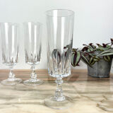 6 Arques crystal champagne flutes, Louvre model