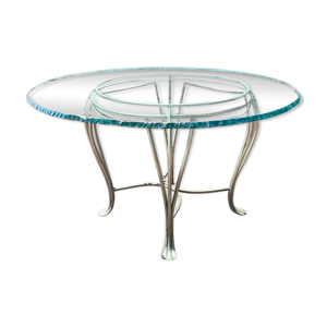 Table ronde en verre - fer