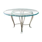 Table ronde en verre et fer forgé