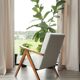 Fauteuil vintage blanc cassé bouclé zig Zag 1970