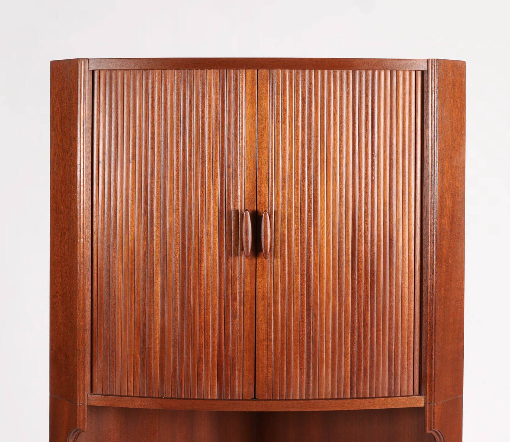 Danish vintage corner cabinet with tambour doors, 1960s