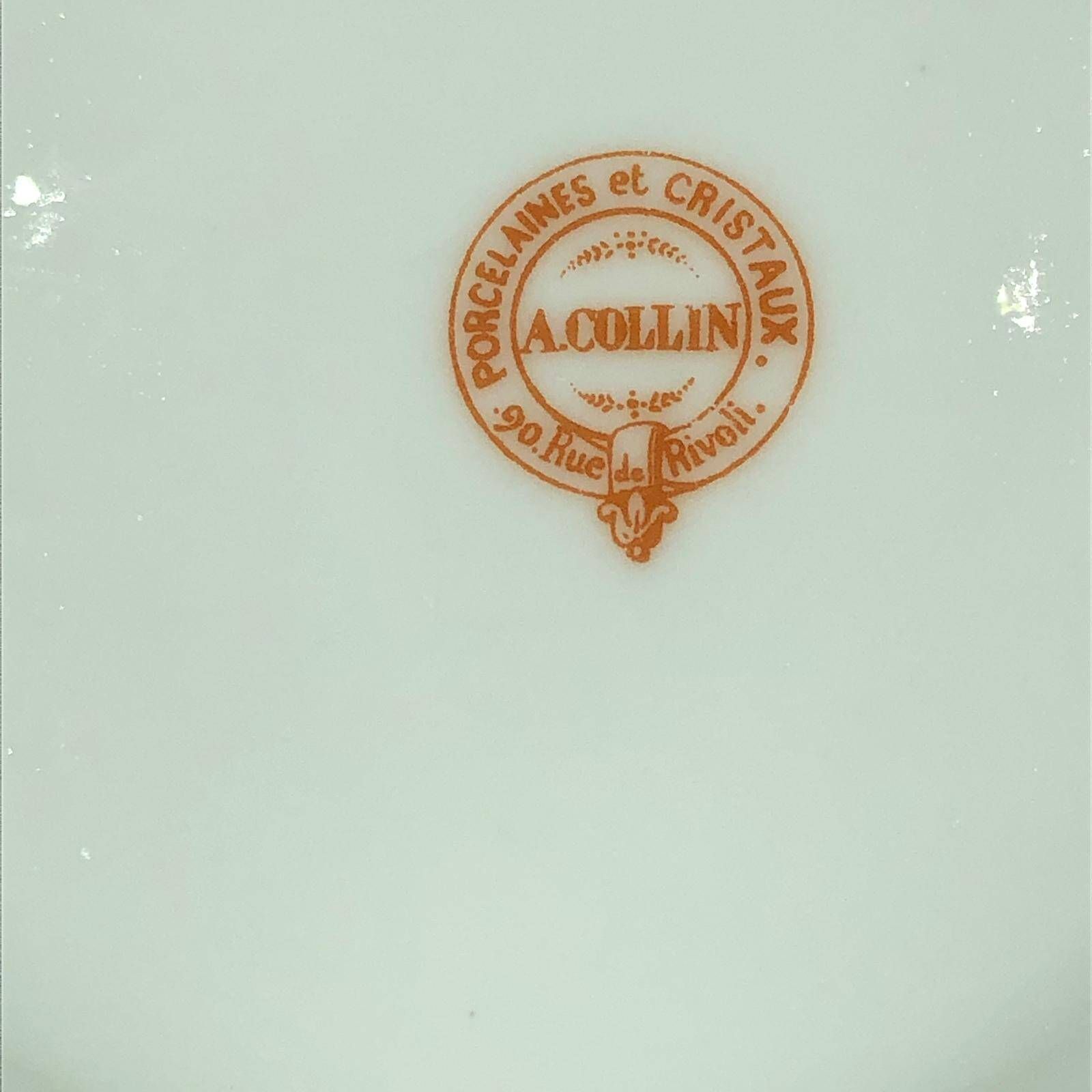 Old cake dish, fruit bowl, porcelain compote bowl decorated with flowers and ears of corn. A. Collin Paris