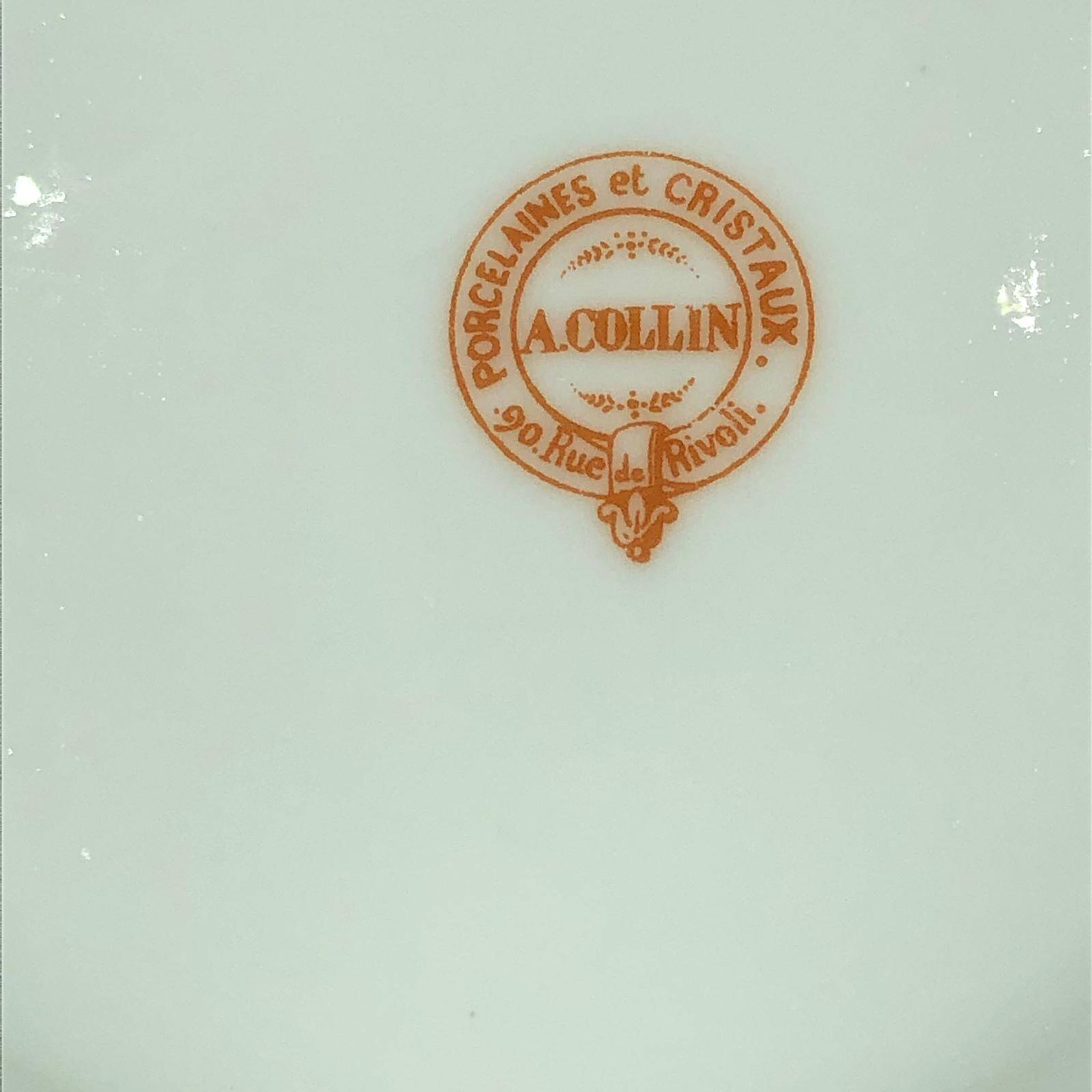 Old cake dish, fruit bowl, porcelain compote bowl decorated with flowers and ears of corn. A. Collin Paris