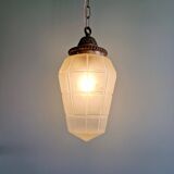 Art Deco pendant light in faceted satin glass, 1920s